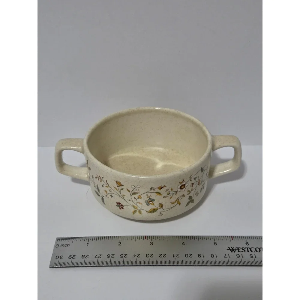 Lenox Temper-ware Merriment Sugar Bowl Double Handle Floral Stoneware Vintage